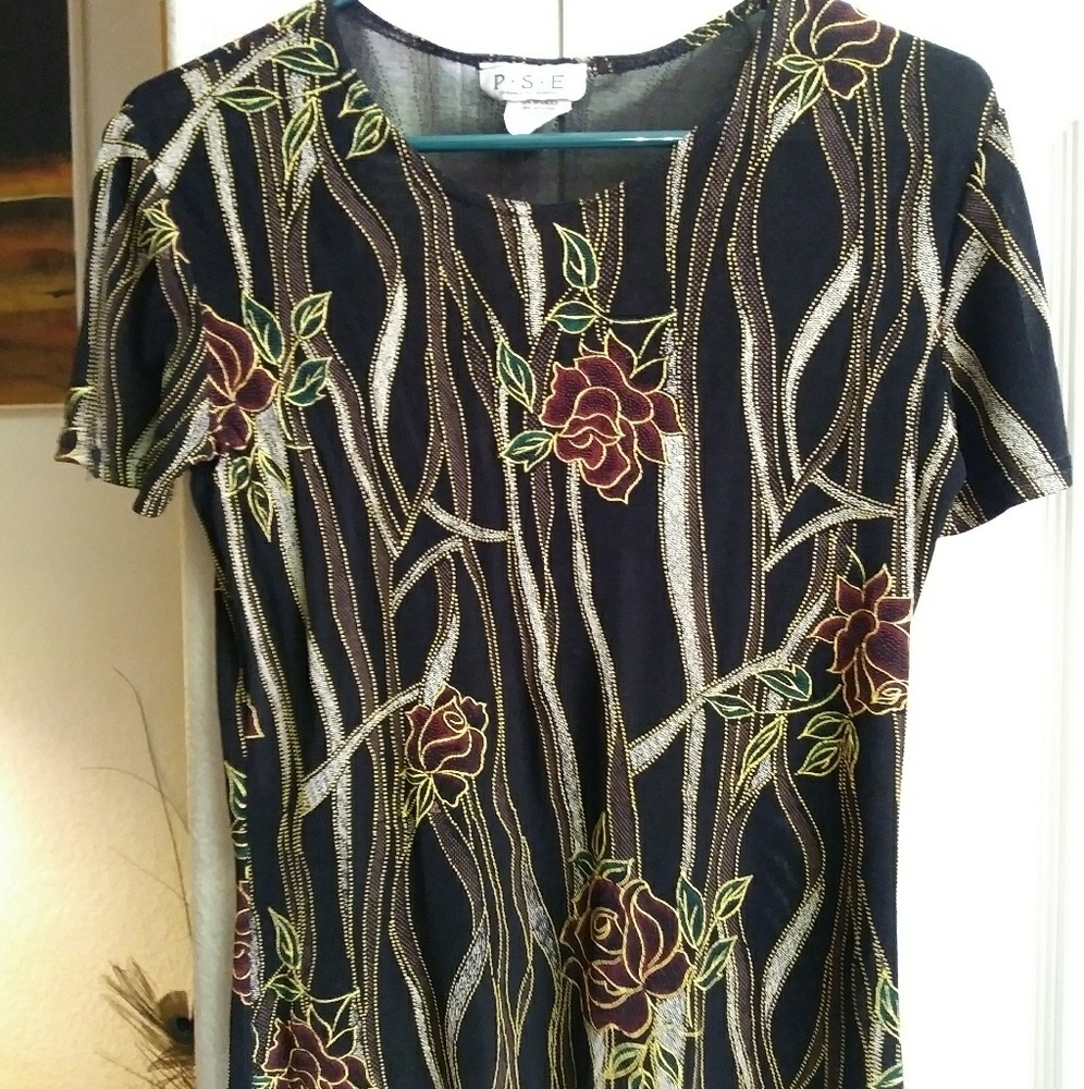 Vintage P.S.E. Beaded Textured Stretch Top